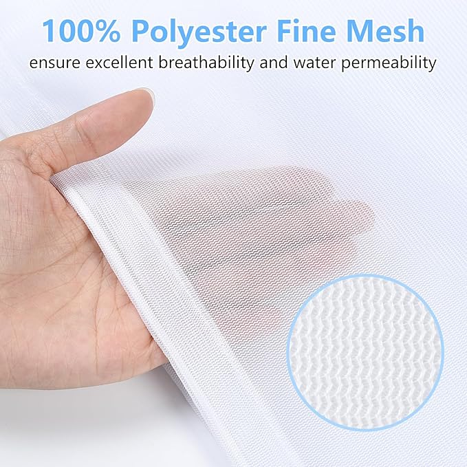 OTraki 16 x20 Inch Small Laundry Bags 2PCS Fine Mesh Washing Bag Drawstring Dirty Clothes Machine Washable Delicates Bra Lingerie Socks Toy Garment Bag for Home Travel Dorm White