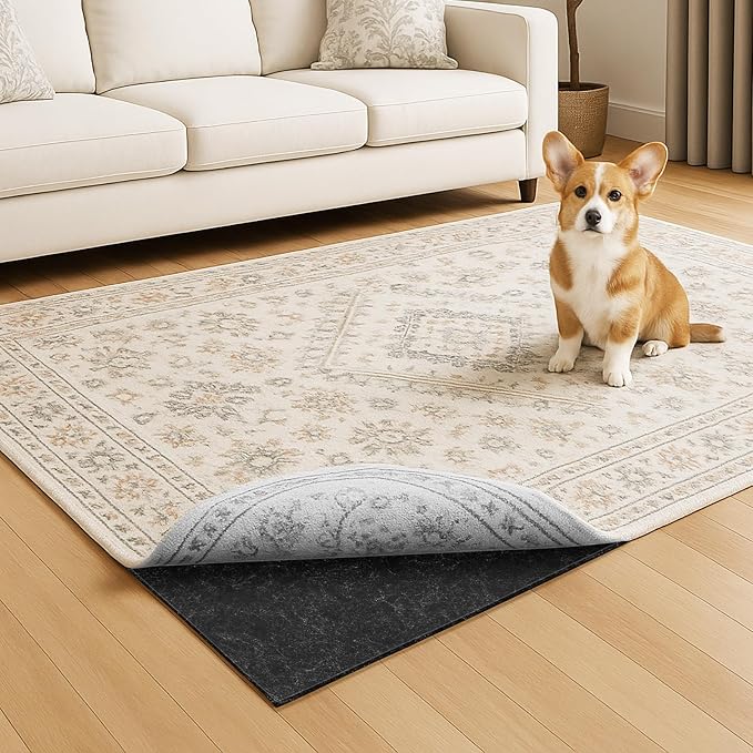 Warmstar 2x6 FT Non Slip Rug Pad,100% Waterproof Felt Rug Pad for Hardwood Floors,1/4” Thick Soft Carpet Pad with Natural Rubber Backing, Secure Grip & Floor Protection