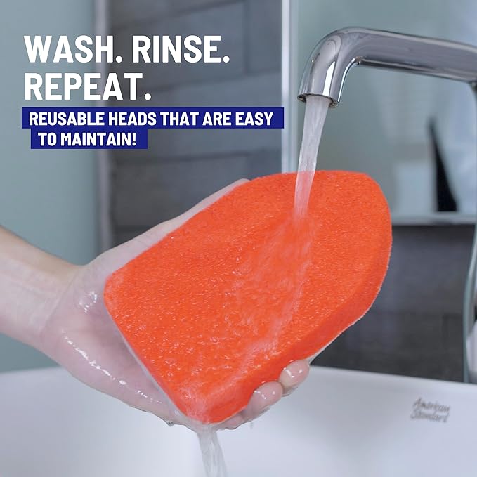 Replacement Scrubber Refill for Moku Home Extendable Tub Tile Shower Brush for Cleaning Non-Scratch (2X Scrubber Sponge Red)