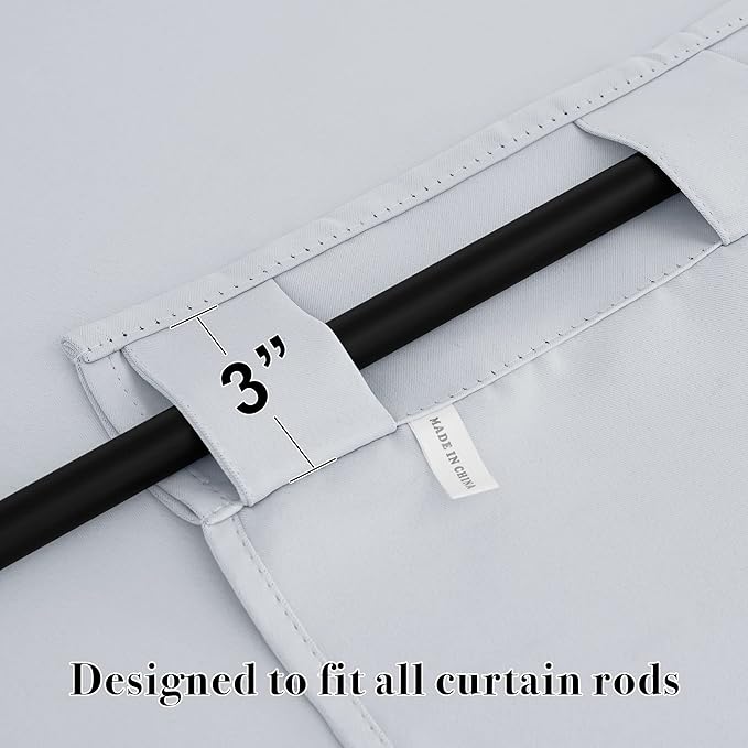 RYB HOME White Curtains for Bedroom - Room Darkening Curtains for Kitchen Cafe, Insulated Energy Saving Panels for Living Room, Back Tab Top, 42 x 45 inch, Grayish White, 1 Pair