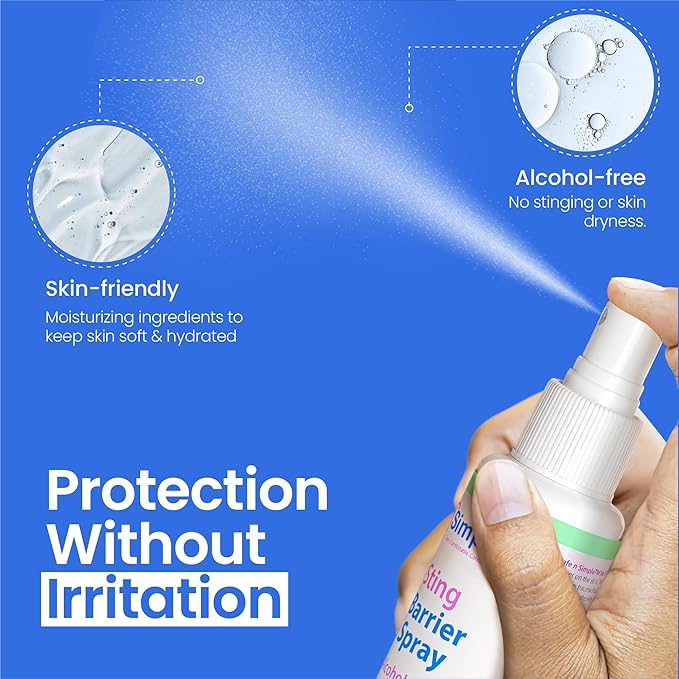 Safe n' Simple No Sting Barrier Film Spray - 2 Oz - Odor-Free Pre Tape Solution - No-Alcohol Skin Prep - Adult Adhesive Spray for Skin Protectant