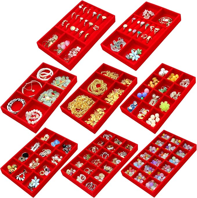 Earring Organizer Stackable Jewelry Storage Box Jewelry Drawer Organizer Removable Display Tray Organizer for Necklace Earring Ring