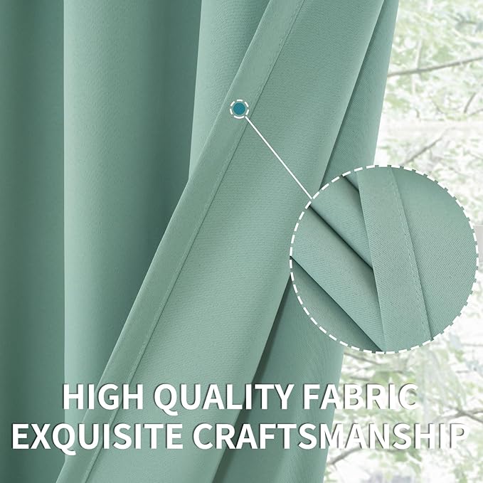 BGment Sage Green Blackout Curtains 40 Inches Long for Kitchen Cafe Window - Short Thermal Insulated Drapes with Rod Pocket Room Darkening for Bathroom, 34 x 40 Inch, 2 Panels