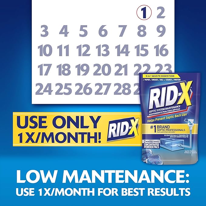 Rid-X Septic System Treatment, Septic Tank Treatment, 3-Monthly Supply Dual Action Septi-Pacs - 3.2 oz (Pack of 2)