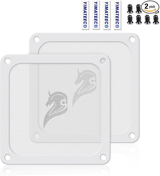 140mm Fan Filter PC Dust Filter Computer Fan Grills Dust Mesh Magnetic Frame PC Case Cover Dustproof PVC 50 Mesh(PVC, Gentleman Aesthetic, 140 * 140mm, 2pcs, White)