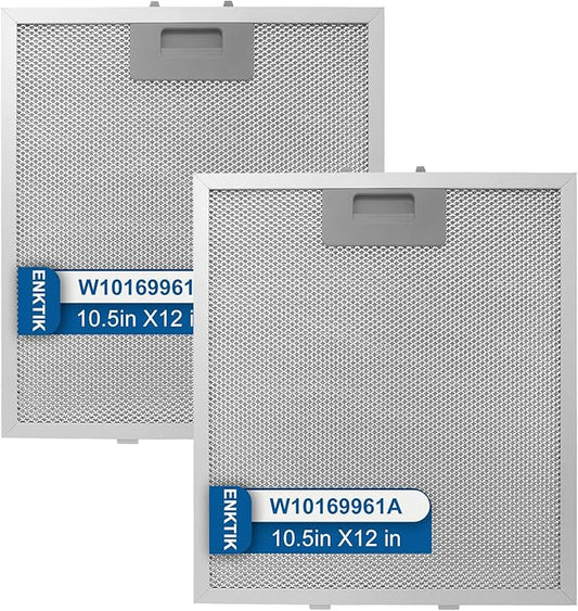 2-Pack W10169961A Range Hood Filter 10.5" X 12" With 5-Layer Aluminum Mesh Fit for Whirlpool, Kitchen Aid, Jenn-Air Range Hoods by ENKTIK (3)
