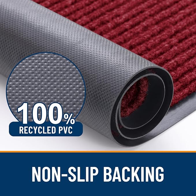 OLANLY Front Door Mat Indoor Outdoor Entrance, Waterproof Heavy Duty Doormat, Fade Resistant, Low Profile, Easy Clean Patio Porch Welcome Floor Mats for Entry, 47x23, Wine Red