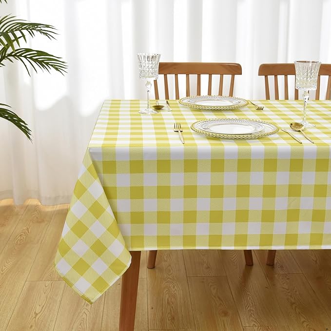 Classic Gingham Buffalo Tablecloth Fabric - Oblong 58x144 Inch Water Proof Checkered Table Cloth for Indoor Outdoor - Table Cover for Birthday, Picnics, BBQs, and Parties