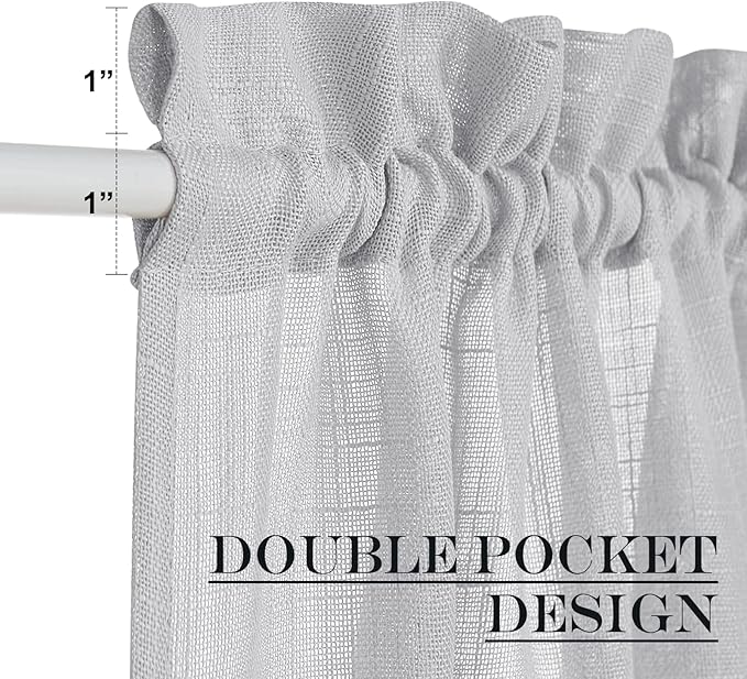 NICETOWN Light Grey Sidelight Curtains for Front Door, Privacy Semi Sheer Window Curtains, Rod Pocket Light Filtering French Door Shades with Tieback for Bedroom, (1 Panel, 26W x 72L)