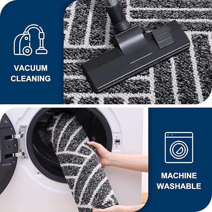 OLANLY Indoor Door Mat, 48x32 Inch, Dirt Resistant and Absorbent, Non-Slip Rubber Backing Floor Mats, Easy Clean Low-Profile Doormat for Entryway, Front Door, and Inside Entrance, Black