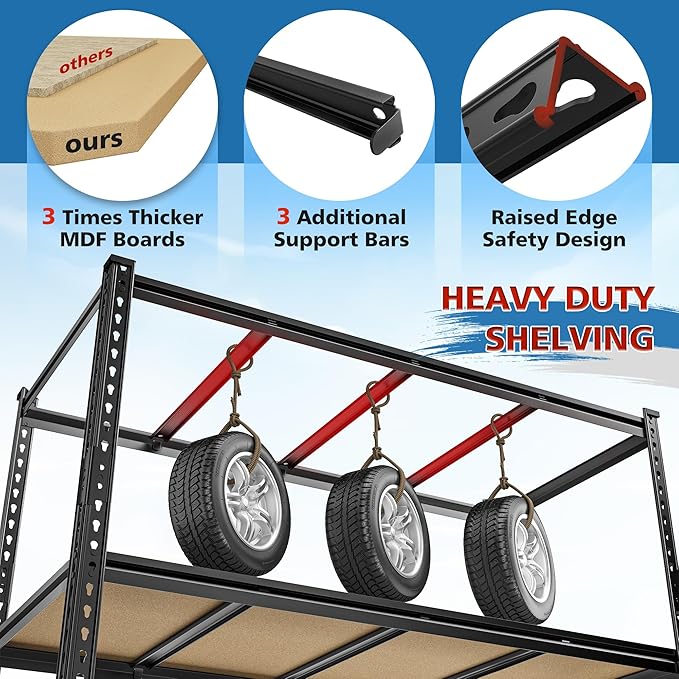 59.8"W Metal Shelving 59.8"H Storage Shelves 2200LBS Garage Shelving Adjustable Metal Shelves Heavy Duty 4 Tier Pantry Shelf for Basement Warehouse Pantry Supermarket 59.8"W x 24"D x 59.8"H