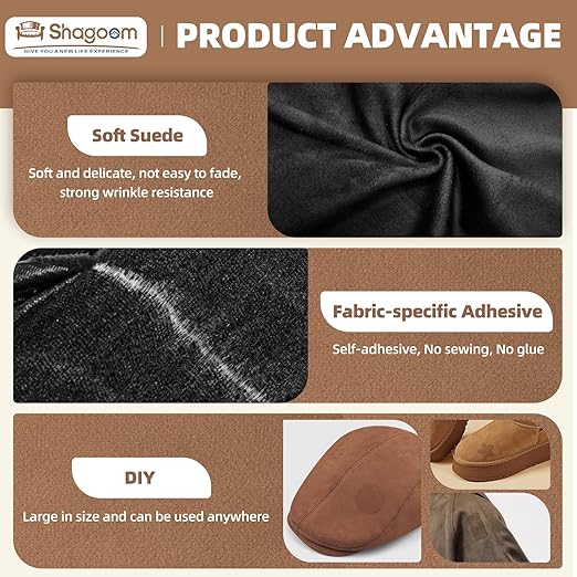 Suede Repair Patch, 17X158 Inch Fabric Large Repair Tape, Self-Adhesive Patches for Furniture, Sofa, Car Interior, Shoes, Hand Bag, Clothing (Dark Grey, 17X158 Inch)