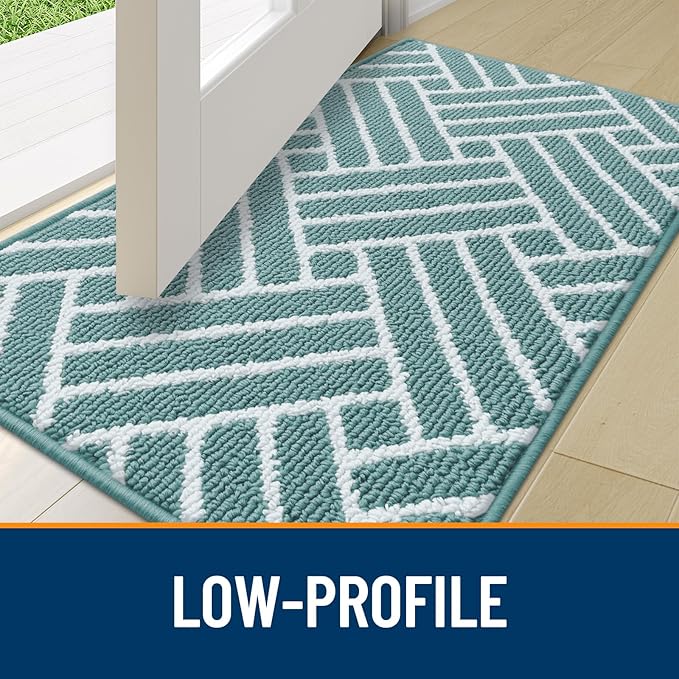 OLANLY Indoor Door Mat, 32x20 Inch, Dirt Resistant and Absorbent, Non-Slip Rubber Backing Floor Mats, Easy Clean Low-Profile Doormat for Entryway, Front Door, and Inside Entrance, Sage Green