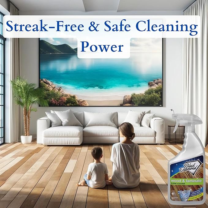 Black Diamond Stoneworks Wood & Laminate Floor Cleaner- Ready to Use Non-Toxic No-Rinse Formula - Safe for Vinyl, Wood, and Engineered Floors (160 FL Oz)