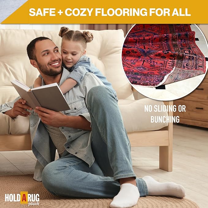 Hold-a-Rug Plush 2' x 8' Nonskid, Nonslip Rug Pad, Reversible Gripper, ¼ Thick, Safe for All Floors and Carpet, Keep Area Rugs Secure
