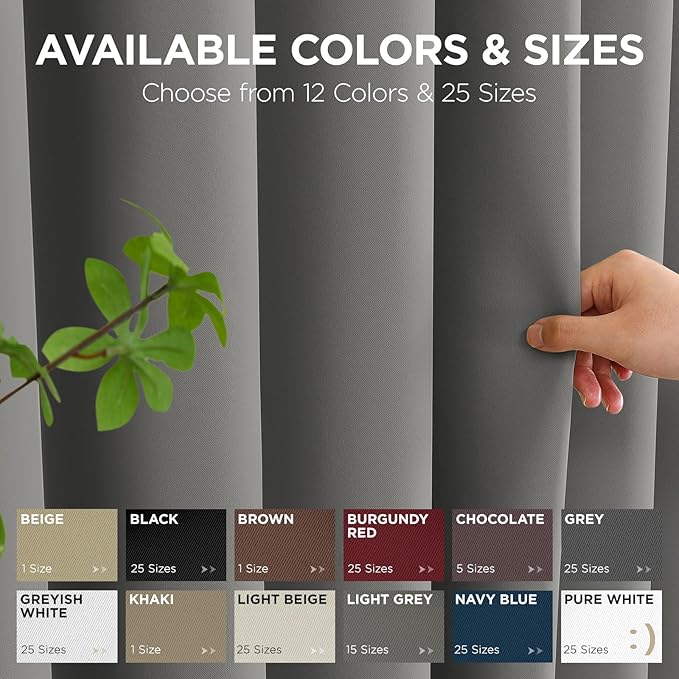 Joydeco Blackout Patio Sliding Door Curtains 90 Inches Long, Grommet Privacy Room Divider Curtains, Extra Wide Thermal Blackout Drapes for Bedroom Living Room (Light Grey, 100Wx90L, 1 Panel)