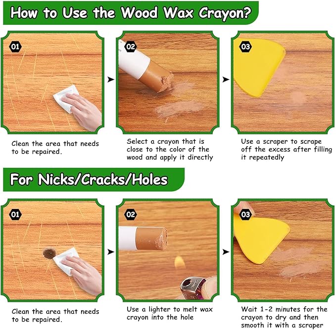 Furniture Markers Touch Up, 20 Colors Wood Filler Sticks, Wood Wax Crayons for Repairing Scratches, Scuffs, Cracks, Holes on Furniture, Floors, Cabinets, Tables, and Doors - Curry Gray Series