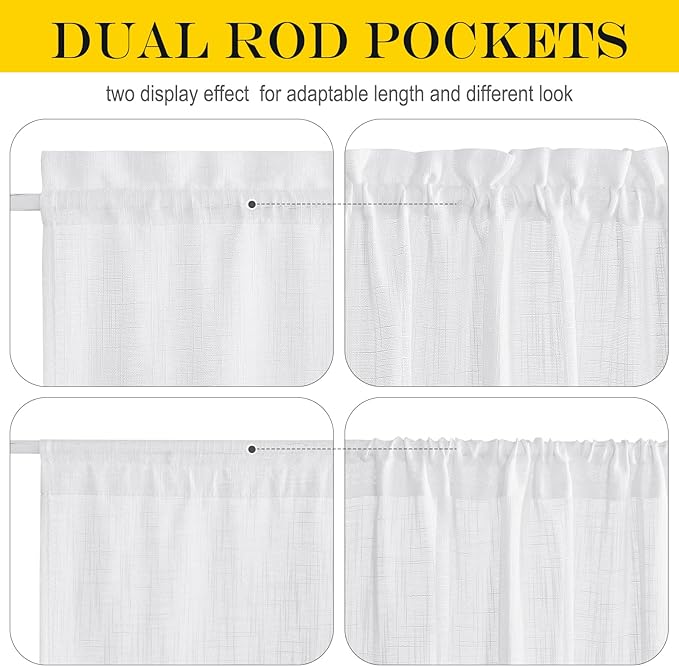 NICETOWN Classroom Window Cover Sheer Lockdown Shade, Front Door Curtains for Glass Window, Small Rod Pocket Curtains for French Door/Basement/Bathroom, 1 Panel, 36" Wide x 40" Long, White