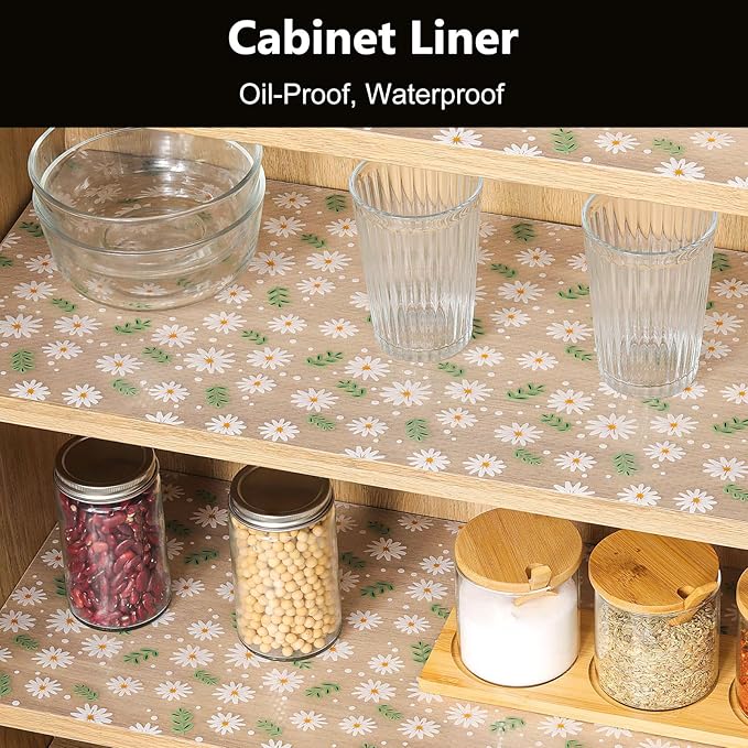 INNOLITES Shelf Liner – Cabinet & Drawer Liner Non-Adhesive – Waterproof Oil-Proof – Durable EVA with Floral for Kitchen Cabinets Refrigerator – BPA-Free, Easy to Cut 23.6" x 360"