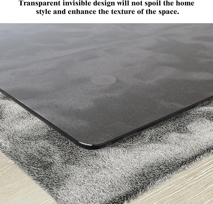 Koonmi Tempered Glass Chair Mat for Hardwood Floors & Carpets, 46" x 55“ Grey Heavy Duty Office Floor Protector with Noise-Free Gliding Shatterproof for Home Office Desk
