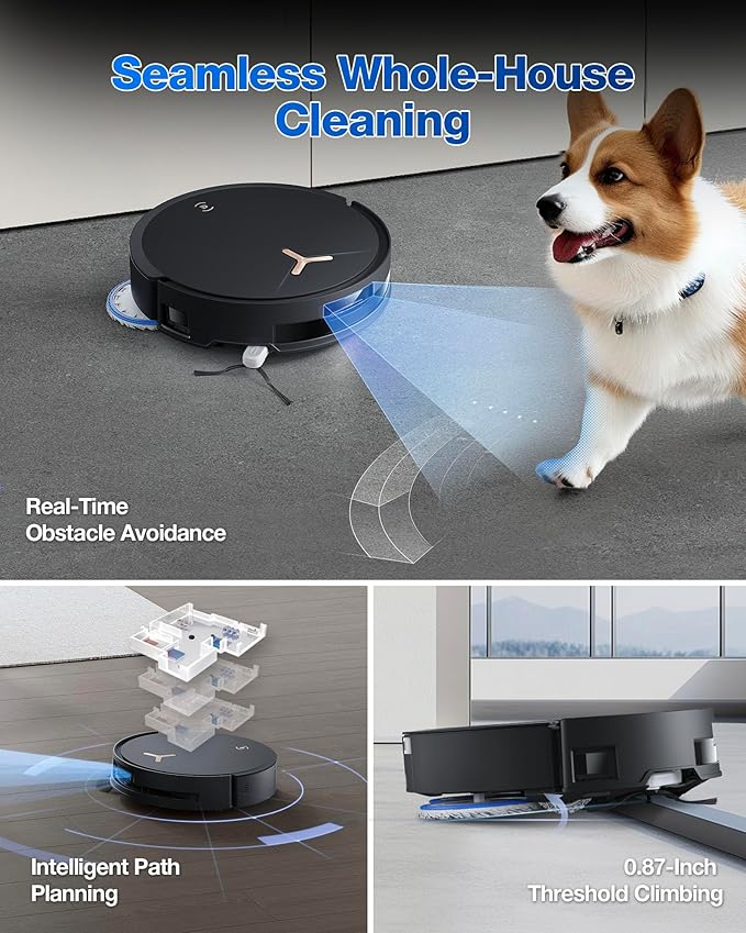ECOVACS DEEBOT T50 MAX PRO Omni Robot Vacuum and Mop, 18,500Pa Blast Suction, 18mm Auto-Lift, ZeroTangle &TruEdge 2.0, AIVI 3.0 Obstacle Avoidance, Auto Hot Water Mop Wash/Dry/Refill, Self-Emptying