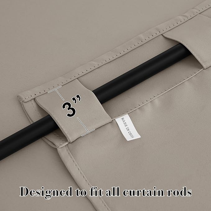 RYB HOME Blackout Curtains 80 inches Long Thermal Insulating Large Window Curtains for Living Room Sliding Glass Door Dining Home Office Backdrop, Sand, W 42 x L 80 per Panel, 2 Panels