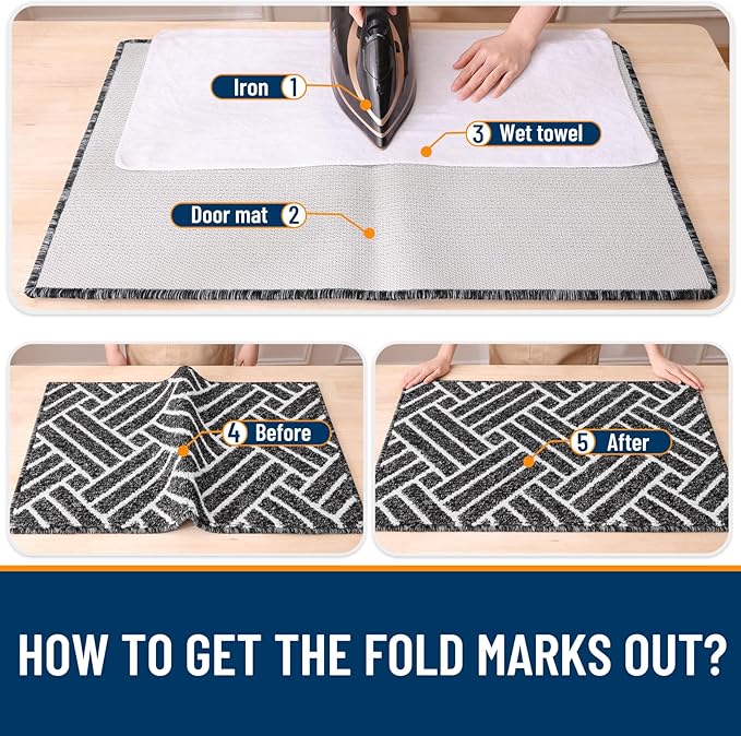 OLANLY Indoor Door Mat, 32x20 Inch, Dirt Resistant and Absorbent, Non-Slip Rubber Backing Floor Mats, Easy Clean Low-Profile Doormat for Entryway, Front Door, and Inside Entrance, Black