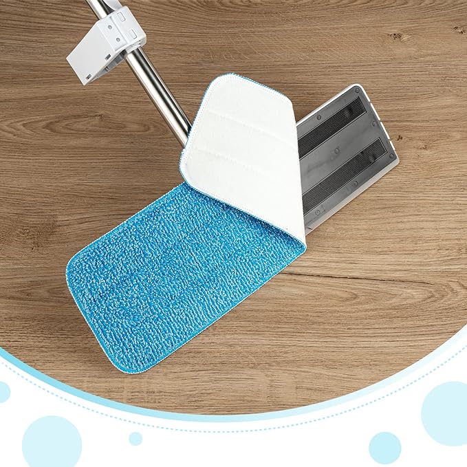 Microfiber Mop Pads, 18.5 x 6.3 Inch Reusable and Washable Spray Mop Pads, Wet and Dry Household Mop Pad Replacement, Set of 12(Blue)