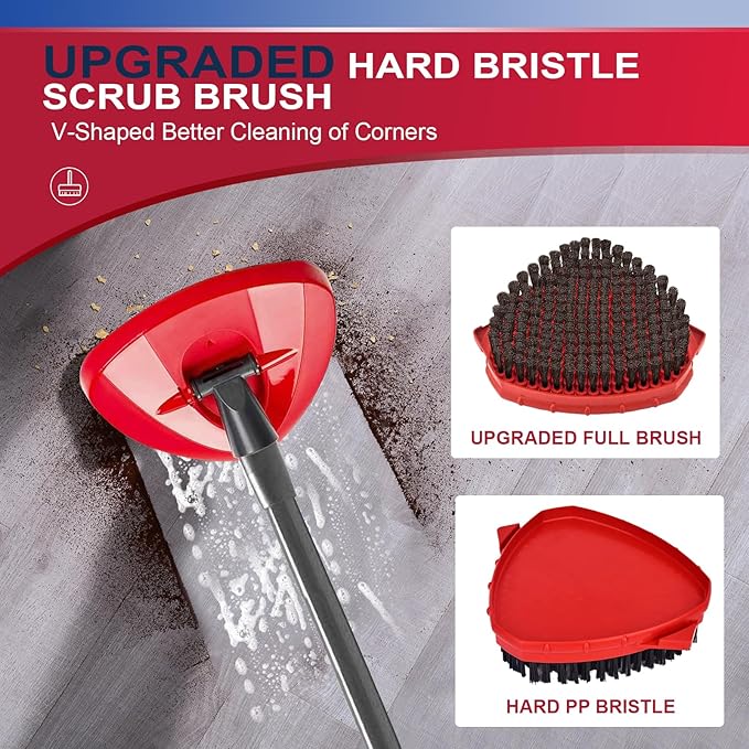 Upgraded Scrub Brush Compatible with O-Cedar EasyWring 1 System 7 Pack Triangle Mop Reusable Mop Pads Mop Head Mop Replacement Set with Base for Deep Clean White