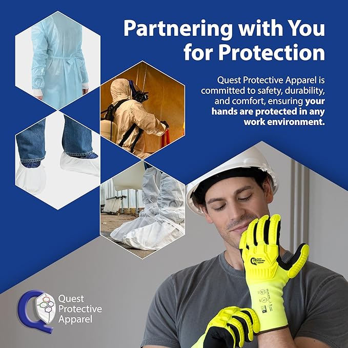 Quest Protective Apparel - High Visibility Cut Resistant Work Gloves - Puncture Resistant Safety Gloves for Men and Women X Large, 1 Pair