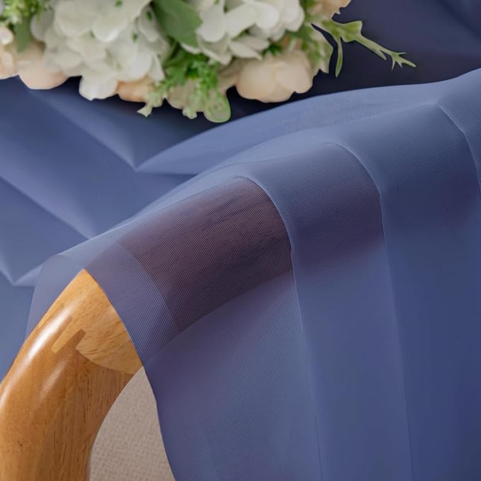 Chyhomenyc Sheer Valances for Windows 2 Pack, Small Window Curtains for Living Room Bathroom Cafe Laundry Basement, Modern Top Dual Rod Pocket Voile Curtain, 42W x 18L inches, Royal Blue