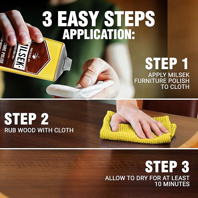 Milsek Furniture Polish and Wood Cleaner with Lemon Oil - Multipurpose Solution for Home Improvement from Hardwood Floors to Kitchen Cabinets - 12 Fl Oz (Pack of 12)
