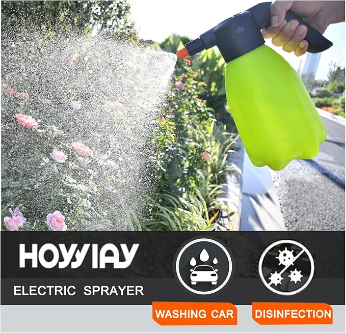 0.5 Gallon Electric Spray Bottle - Garden Sprayer & Plant Mister with Adjustable Nozzles, Rechargeable Battery Powered, Automatic Watering Can for Indoor/Outdoor Plants