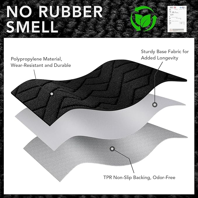 hicorfe Front Door Mat Outside Entrance,32"x40" Absorbent Muddy Dirt Resist Welcome Door Mats Outdoor Indoor,Stain and Fade Resistant,Non Slip Backing Entry Mat Doormat for Entryway(Black)