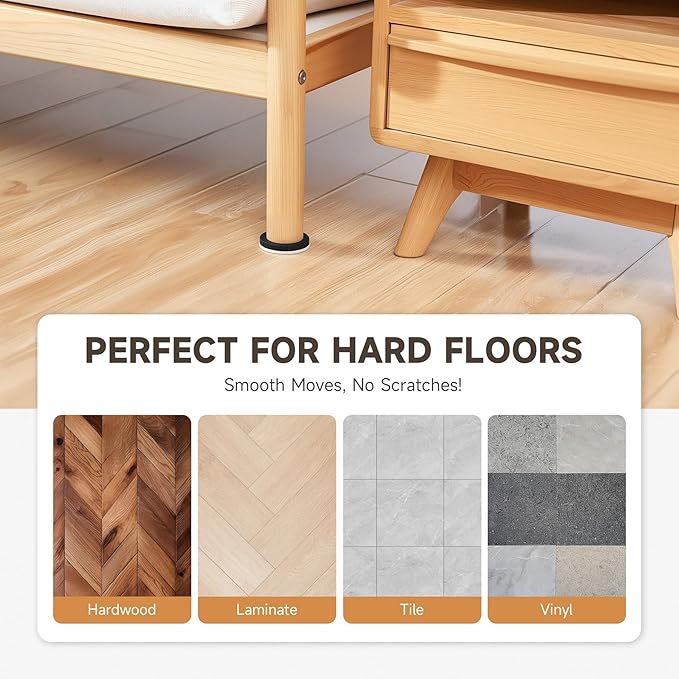 CO-Z 24pcs Felt Furniture Sliders for Hardwood Floors, 2 1/2 in Reusable Furniture Pads, Heavy Furniture Movers Sliders for Hard Surfaces, Thick Moving Pads Floor Protectors for Vinyl Tile Floors