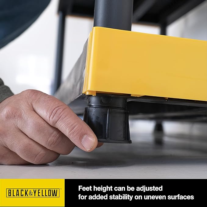 CX Black & Yellow®, Shelving Unit and Heavy Duty Storage Containers, Extremely Durable® (Shelf + 27 Gallon Container (8-Pack)
