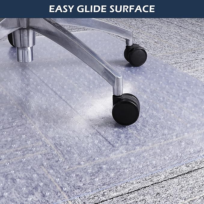 SALLOUS Chair Mat for Carpet, 36" x 48" Office Chair Mat for Carpeted Floors, Heavy Duty Vinyl Floor Mat with Grips, Floor Protector Computer Desk Mat for Home Office (Clear)