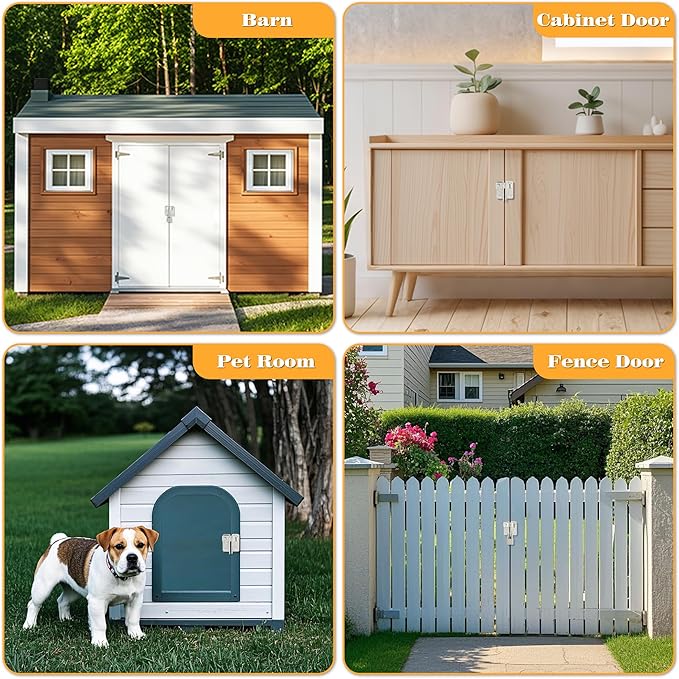 Alise Flip Latch Gate Latch,Shed Door Latch Barn Door Lock Shed Lock Shed Latch,Brushed Stainless Steel Locking Latches for Shed Barn Fence Chicken Dog Cage Window Cabinet Backyard Garage,L-Size