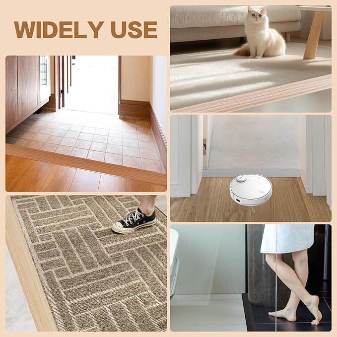 Floor Transition Strip Vinyl Door Threshold Ramp Self Adhesive Carpet Edging Strip Doorway Edge Trim, Overlap Edge Reducer for Laminate Carpet, Floor, Tile (Orange Oak, 1/5" to 2/5", 3.3Ft)