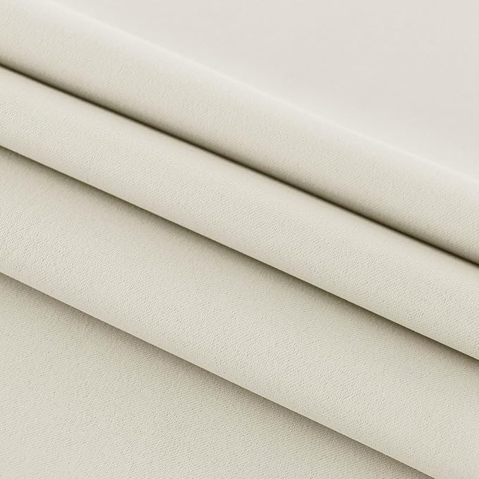 DWCN French Door Curtains – Rod Pocket Thermal Blackout Curtain for Doors with Glass Window, Kitchen and Patio Doors for Privacy, 54 X 80 Inches Long, 1 Curtain Panel with Tieback, Light Beige