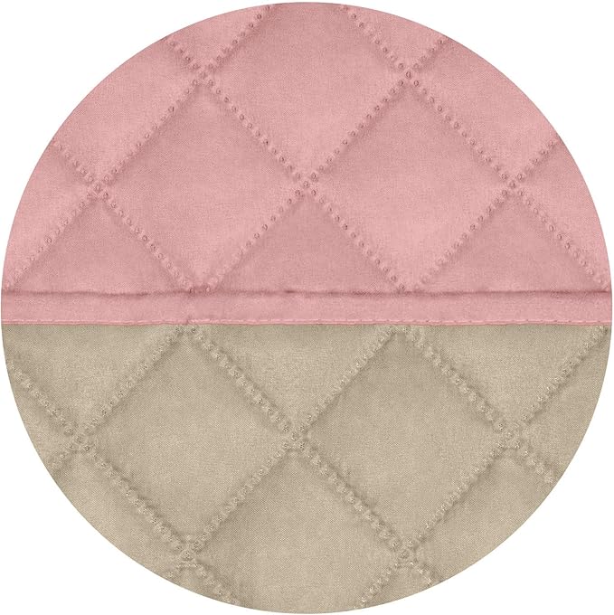 PureFit Reversible Quilted Sofa Cover, Water Resistant Slipcover Furniture Protector, Washable Couch Cover with Non Slip Foam and Elastic Straps for Kids, Dogs, Pets (X Large, Pink/Beige)