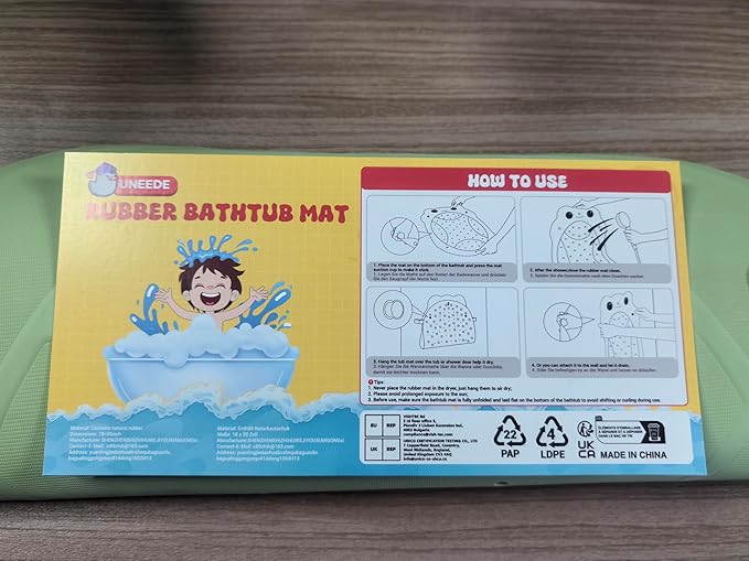 UNEEDE Dinosaur Kids Bathtub Mat - Extra Thick Rubber Shower Mat for Toddlers, 30"x18" Bath Mat with 100+ Suction Cups, Machine Washable Tub Pad for Babies & Children's Bath Time Comfort