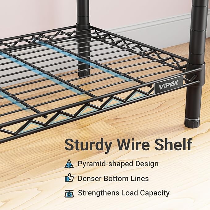 VIPEK V5L Garment Rack Heavy Duty Clothes Racks with Dimmable LED Light, 3000K Warm White, Portable Closet Wardrobe Freestanding Metal Clothing Racks for Hanging Clothes, Max Load 890lbs, Black