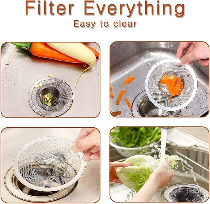 40pcs Heavy Duty Stainless Steel Slop Basket Filter Trap, 2.75" Top / 1" Mesh Metal Sink Strainer,Perfect for Kitchen Sink/Bathroom Bathtub Wash basin Floor drain balcony Drain Hole,Utility