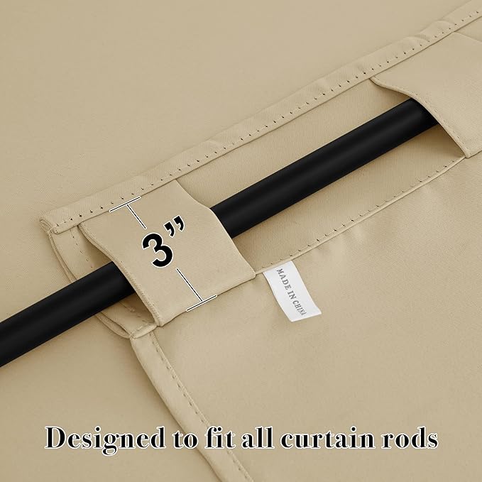 RYB HOME Room Darkening Curtains - Back Tab Haning Top, Sunlights Block Privacy Curtains Kitchen Drapes for Dining Sitting Room Home Office Kids Playroom, 42 x 54, Biscotti Beige, 2 Panels