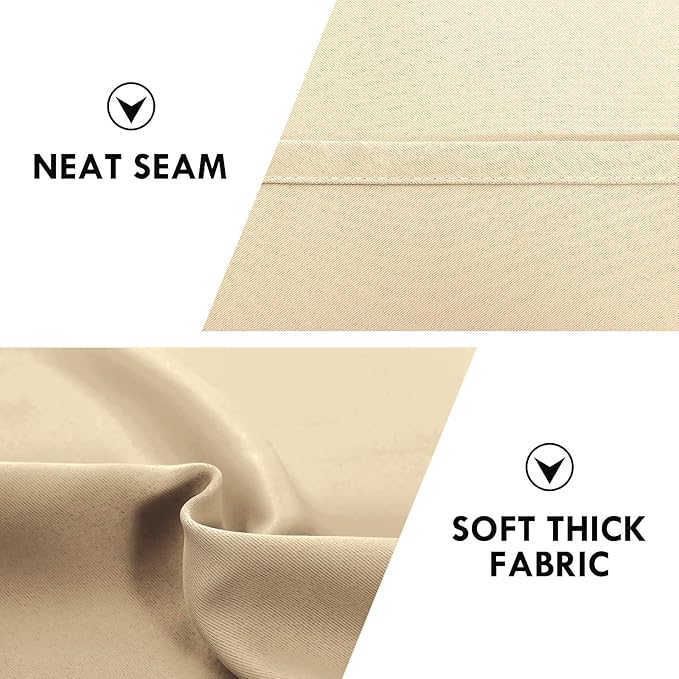DWCN Beige Blackout Curtains for Bedroom – Rod Pocket Thermal Insulated Energy Saving Drapes for Living Room and Bedroom, W 42 x L 54 Inch, 2 Panels