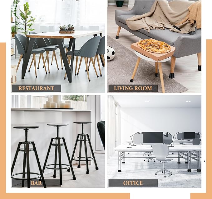 1/2" Round Rubber Chair Leg Tips Caps, 8 Pack Extra Small Chair Leg Floor Protectors Small Furniture Legs Caps Non Slip Reduce Noise for Hardwood Floors (Black, Fit: 12mm to 13mm)