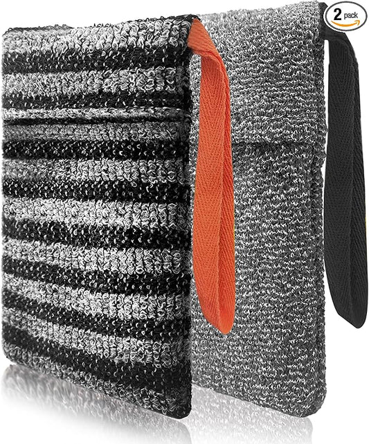 2 Pack Soap Bag Different Roughness Deep and Gentle,Bar Soap Pouch Saver Pocket,Exfoliating Body Scrubber Shower Bath Sponge Loofah (Grey)