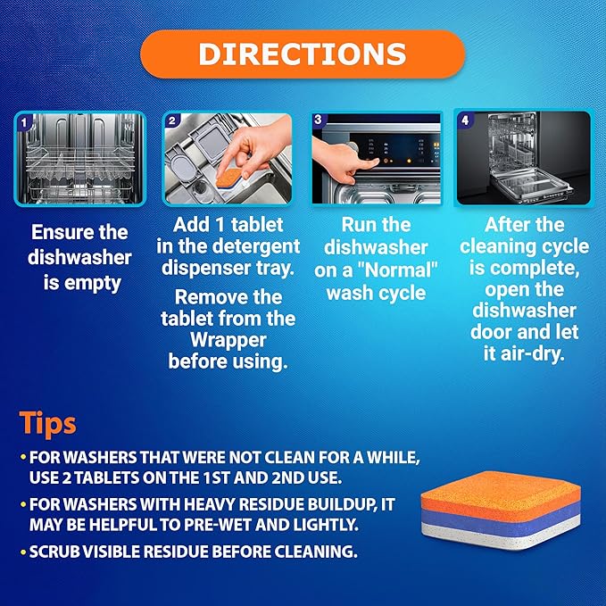 Washing Machine Cleaner Tablets Front Loader 28 Pack & Dishwasher Cleaner Deodorizer Descaler Tablets 28 Pack Bundle - 1 Plus Year Supply - Septic Safe Eco Friendly Formula