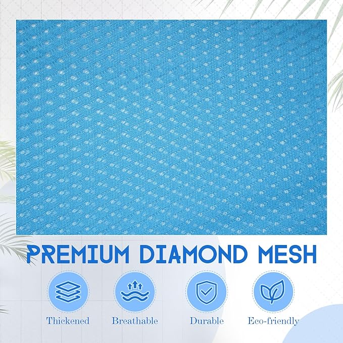 6 Pack 24 x 36 Inches Blue Mesh Laundry Bag with Handles Machine Washable Secure Drawstring Closure Large Sturdy Mesh Net Laundry for College Travel Dorm Laundromat